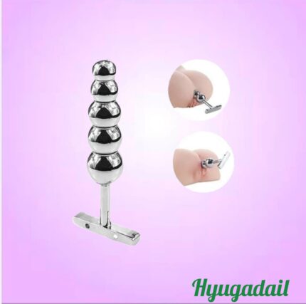 T-Handle Tower Stainless Steel 5 Anal Beads Butt Plug Sex Toy For Men Women By Kamahouse
